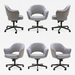 Eero Saarinen Saarinen Executive Arm Chairs in Sterling Weave Swivel Base Set of 6 - 497051