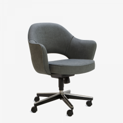 Eero Saarinen Saarinen Executive Arm Chairs in Textured Charcoal Weave Swivel Base Set of 6 - 367306