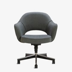 Eero Saarinen Saarinen Executive Arm Chairs in Textured Charcoal Weave Swivel Base Set of 6 - 367307
