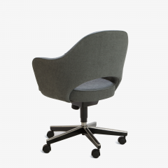 Eero Saarinen Saarinen Executive Arm Chairs in Textured Charcoal Weave Swivel Base Set of 6 - 367310