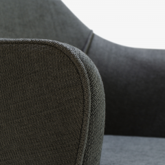 Eero Saarinen Saarinen Executive Arm Chairs in Textured Charcoal Weave Swivel Base Set of 6 - 367311