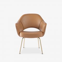 Eero Saarinen Saarinen Executive Arm Dining Chairs in Camel Leather Brass Legs Set of 6 - 4418298