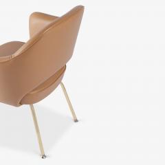 Eero Saarinen Saarinen Executive Arm Dining Chairs in Camel Leather Brass Legs Set of 6 - 4418302