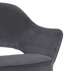 Eero Saarinen Saarinen Executive Armchair in Gunmetal Velvet on Vintage Swivel Base - 3346227