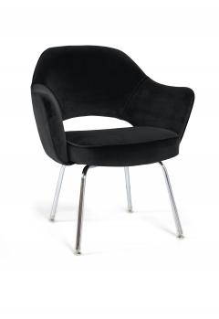 Eero Saarinen Saarinen Executive Armchairs in Black Velvet Set of Six - 240263