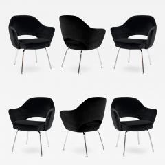 Eero Saarinen Saarinen Executive Armchairs in Black Velvet Set of Six - 241188