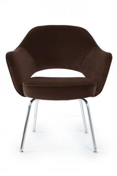 Eero Saarinen Saarinen Executive Armchairs in Espresso Brown Velvet Set of Six - 244807