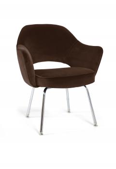 Eero Saarinen Saarinen Executive Armchairs in Espresso Brown Velvet Set of Six - 244809