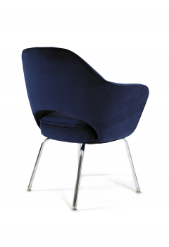 Eero Saarinen Saarinen Executive Armchairs in Espresso Navy Velvet Set of Six - 245496