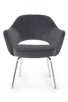 Eero Saarinen Saarinen Executive Armchairs in Gunmetal Grey Velvet Set of Six - 240256