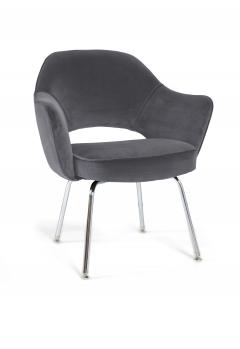 Eero Saarinen Saarinen Executive Armchairs in Gunmetal Grey Velvet Set of Six - 240257