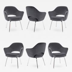 Eero Saarinen Saarinen Executive Armchairs in Gunmetal Grey Velvet Set of Six - 241186