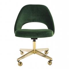 Eero Saarinen Saarinen Executive Armless Chair in Emerald Green Velvet Vintage Swivel Base - 3346377