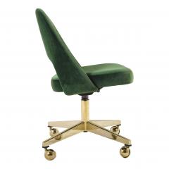 Eero Saarinen Saarinen Executive Armless Chair in Emerald Green Velvet Vintage Swivel Base - 3346379