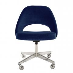 Eero Saarinen Saarinen Executive Armless Chair in Royal Blue Velvet Vintage Swivel Base - 3343346