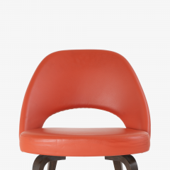 Eero Saarinen Saarinen Executive Armless Chairs in Burnt Orange Leather and Walnut Legs Pair - 1430692