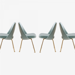Eero Saarinen Saarinen Executive Armless Chairs in Celadon Velvet 24 Karat Gold Edition S 6 - 384479