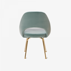 Eero Saarinen Saarinen Executive Armless Chairs in Celadon Velvet 24 Karat Gold Edition S 6 - 384480
