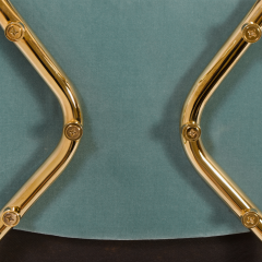 Eero Saarinen Saarinen Executive Armless Chairs in Celadon Velvet 24 Karat Gold Edition S 6 - 384484