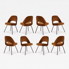 Eero Saarinen Saarinen Executive Armless Chairs in Cognac Velvet Knoll Bronze Legs Set of 8 - 3592307