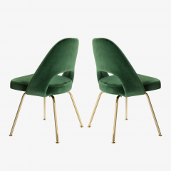 Eero Saarinen Saarinen Executive Armless Chairs in Emerald Velvet 24k Gold Edition - 524829