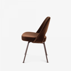 Eero Saarinen Saarinen Executive Armless Chairs in Mocha Brown Mohair Bronze Legs - 3631779
