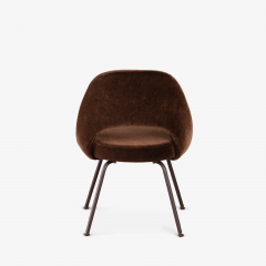 Eero Saarinen Saarinen Executive Armless Chairs in Mocha Brown Mohair Bronze Legs - 3631783