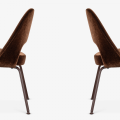 Eero Saarinen Saarinen Executive Armless Chairs in Mocha Brown Mohair Bronze Legs - 3631785