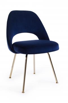 Eero Saarinen Saarinen Executive Armless Chairs in Navy Velvet 24k Gold Edition Set of 6 - 252015