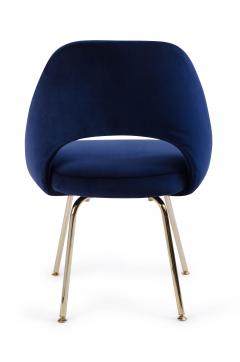 Eero Saarinen Saarinen Executive Armless Chairs in Navy Velvet 24k Gold Edition Set of 6 - 252016