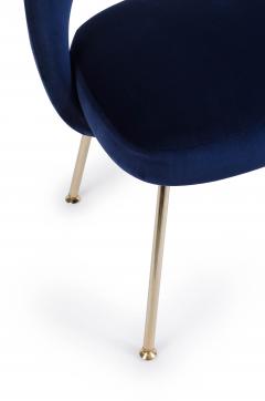 Eero Saarinen Saarinen Executive Armless Chairs in Navy Velvet 24k Gold Edition Set of 6 - 252018