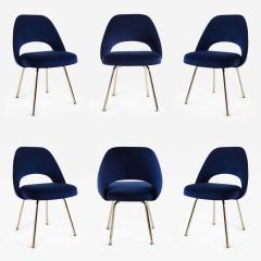 Eero Saarinen Saarinen Executive Armless Chairs in Navy Velvet 24k Gold Edition Set of 6 - 252609