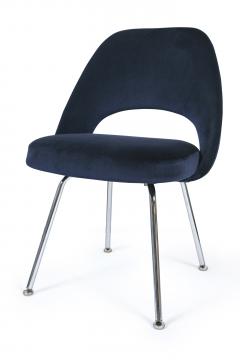 Eero Saarinen Saarinen Executive Armless Chairs in Navy Velvet Set of 6 - 246329