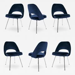 Eero Saarinen Saarinen Executive Armless Chairs in Navy Velvet Set of 6 - 246378