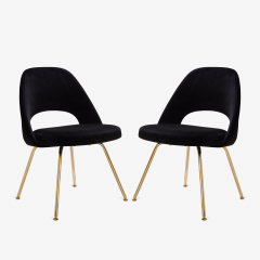 Eero Saarinen Saarinen Executive Armless Chairs in Noir Velvet 24k Gold Edition - 524853