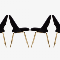 Eero Saarinen Saarinen Executive Armless Chairs in Noir Velvet 24k Gold Edition Set of 6 - 524859