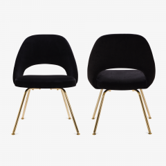 Eero Saarinen Saarinen Executive Armless Chairs in Noir Velvet 24k Gold Edition Set of 6 - 524861