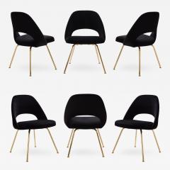 Eero Saarinen Saarinen Executive Armless Chairs in Noir Velvet 24k Gold Edition Set of 6 - 525130