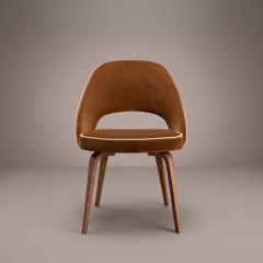 Eero Saarinen Saarinen Executive Armless Dining Chairs in Cognac Cr me Velvet Walnut Legs - 4591533
