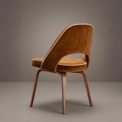 Eero Saarinen Saarinen Executive Armless Dining Chairs in Cognac Cr me Velvet Walnut Legs - 4591535
