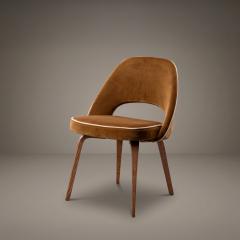 Eero Saarinen Saarinen Executive Armless Dining Chairs in Cognac Cr me Velvet Walnut Legs - 4591578