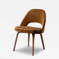 Eero Saarinen Saarinen Executive Armless Dining Chairs in Cognac Cr me Velvet Walnut Legs - 4591579