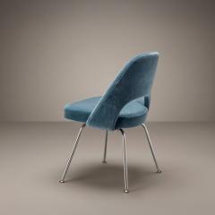Eero Saarinen Saarinen Executive Armless Dining Chairs in Ocean Mohair Chrome Legs - 4591614