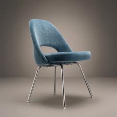 Eero Saarinen Saarinen Executive Armless Dining Chairs in Ocean Mohair Chrome Legs - 4591617