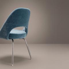 Eero Saarinen Saarinen Executive Armless Dining Chairs in Ocean Mohair Chrome Legs - 4591618