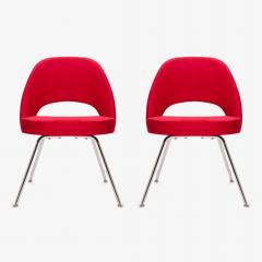 Eero Saarinen Saarinen for Knoll Executive Armless Chairs in Original Knoll Fire Red Pair - 291789