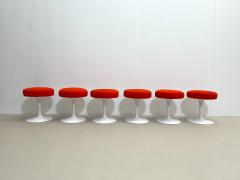 Eero Saarinen Set of 6 Red Tulip Stools by Eero Saarinen for Knoll - 2531175