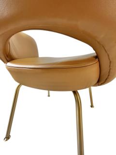 Eero Saarinen Set of 6 Saarinen Executive Armchairs Tan Italian Leather With Gold Tubular Legs - 4163116