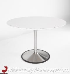 Eero Saarinen Style White Laminate and Stainless Steel Tulip Dining Table - 2358105