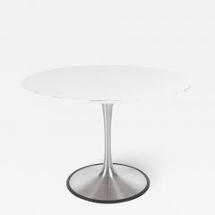 Eero Saarinen Style White Laminate and Stainless Steel Tulip Dining Table - 2364447